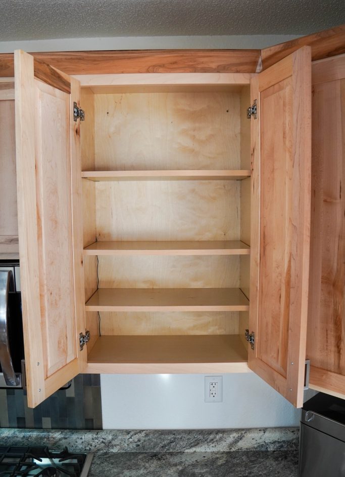 Inside a custom build cabinet.